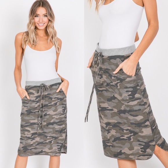 BellanBlue Dresses & Skirts - #30 Boho Camo Print Pockets Midi skirt